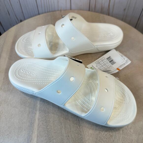 Crocs Classic Mens Slides Size 9 Womens 11 Slip On Sandals White 206761-100 NEW - Picture 7 of 14